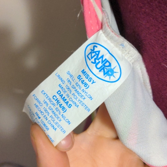 Pink and Green striped swim top - Picture 3 of 3